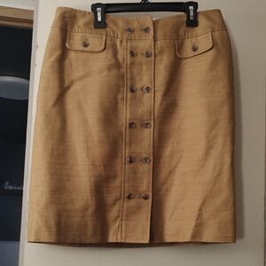 Anne Klein Gold Button-Front Pencil Skirt